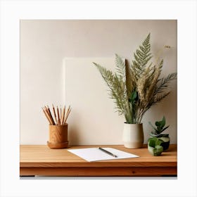 Firefly Minimalist, Scene, Pencil, Drawing, Paper, Flora, Desk, Scandinavian, Style, Clean, Simple, (10) Canvas Print