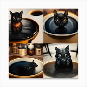 Black Cats In Coffee Canvas Print