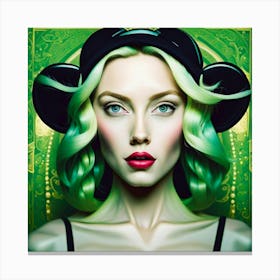 Green Haired Woman Canvas Print