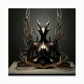 Demon On A Book Canvas Print