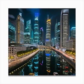 Shanghai City At Night 1 Canvas Print