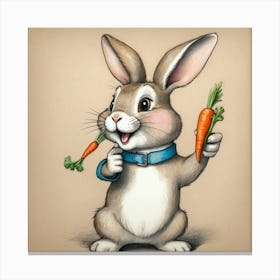 Rabbit Holding Carrots 5 Canvas Print