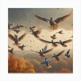 Doves Flying In The Sky 1 Canvas Print
