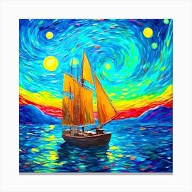 Starry Night Sailboat Canvas Print