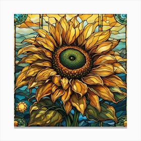 Sunflower Stained Glass Canvas Print