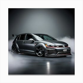 A Dramatic High Contrast Cinematic Photograph Of A Charcoal VW Golf R 2 Canvas Print