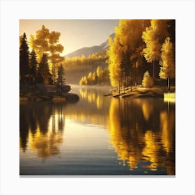 Autumn Trees On A Lake 1 Canvas Print