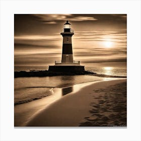 Lighthouse At Sunset 39 Canvas Print