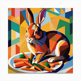 Rabbit with his favorite food Canvas Print