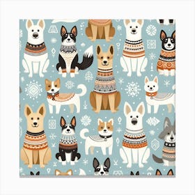 Scandinavian style,Pattern with dogs 3 Canvas Print