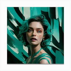 Girl With Green Hair 5 Canvas Print