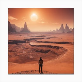 Man Standing In Desert Canvas Print