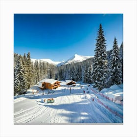 Firefly Charming Mini Ski Resort With Snowy Adventure 74206 (2) Canvas Print