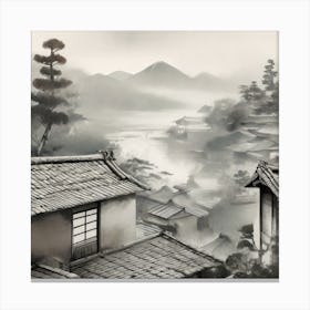 Firefly Rustic Rooftop Japanese Vintage Village Landscape 63001 Canvas Print