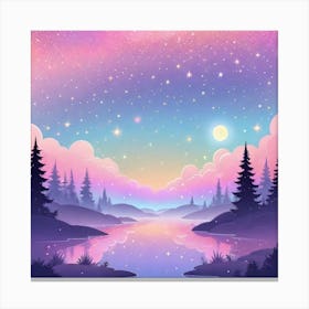 Sky With Twinkling Stars In Pastel Colors Square Composition 168 Canvas Print