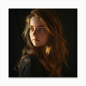 Portrait of a young woman looking back Canvas Print