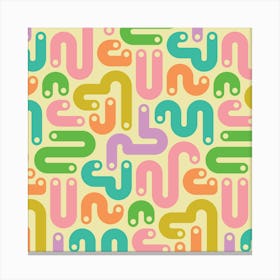 JELLY BEANS Squiggly New Wave Postmodern Abstract 1980s Geometric with Dots in Bright Summer Colors on Cream Canvas Print