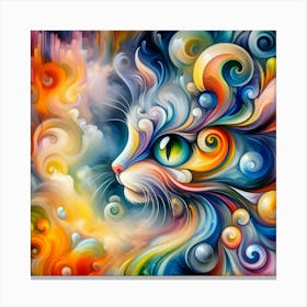 Colorful Cat Painting 6 Canvas Print