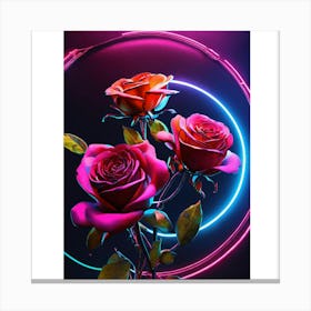 Neon Roses Canvas Print