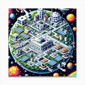 8-bit space colony Canvas Print