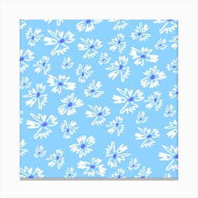 Daisies On A Blue Background 1 Canvas Print