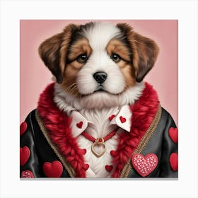 Valentine'S Day Puppy Canvas Print