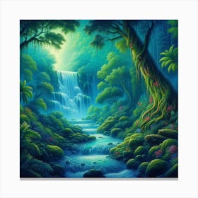 Waterfall In The Forest 55 Canvas Print