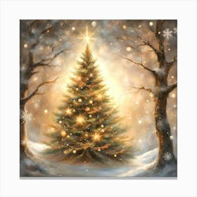 Christmas Tree In The Snow 1 Canvas Print