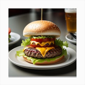 Hamburger And Beer 2 Canvas Print