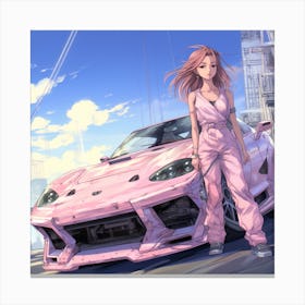 Pink Sports Car Canvas Print