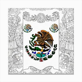 Mexico Flag Coloring Page 8 Canvas Print