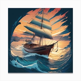 Dreamshaper V7 Clipart Design Painting Of A Boat On The Sea A 0 Canvas Print