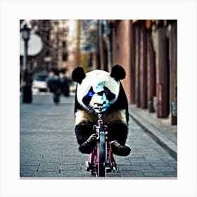 Panda Bear On Bike Canvas Print