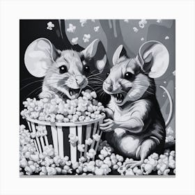 Mice In A Bucket Of Popcorn Canvas Print