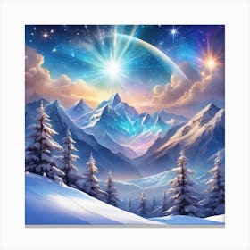 Winter Landscape With Stars 1 Canvas Print