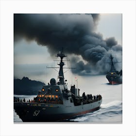 Naval Warfare - Ships at Sea Canvas Print