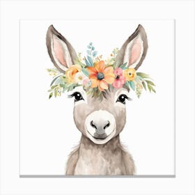 Floral Baby Donkey Nursery Illustration (14) Canvas Print