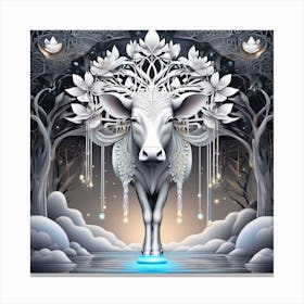Cow In The Forest Canvas Print