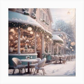 Whimsical Winter Cafe 1 Canvas Print