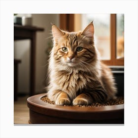 Cat In A Bowl Canvas Print