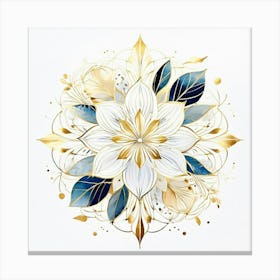 Gold And Blue Flower Canvas Print