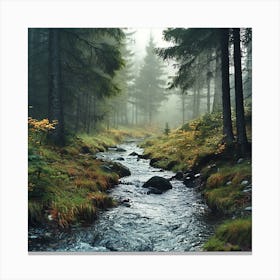 Stream In The Forest Canvas Print