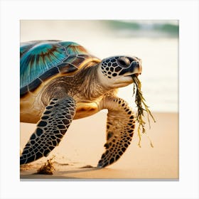 Sea Turtle On The Beach Canvas Print