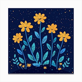 Flowers On The Night Sky Canvas Print