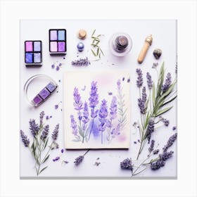 Watercolor Of Lavender Flowers Canvas Print