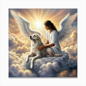 Angel With Dog Canvas Print