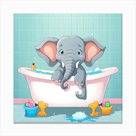 Elephant In Bathtub 9 Canvas Print
