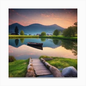 Sunset By The Lake Canvas Print