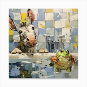 Donkey And Frog 2 Canvas Print