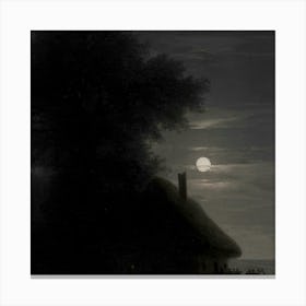 Moonlight At The Cottage Canvas Print